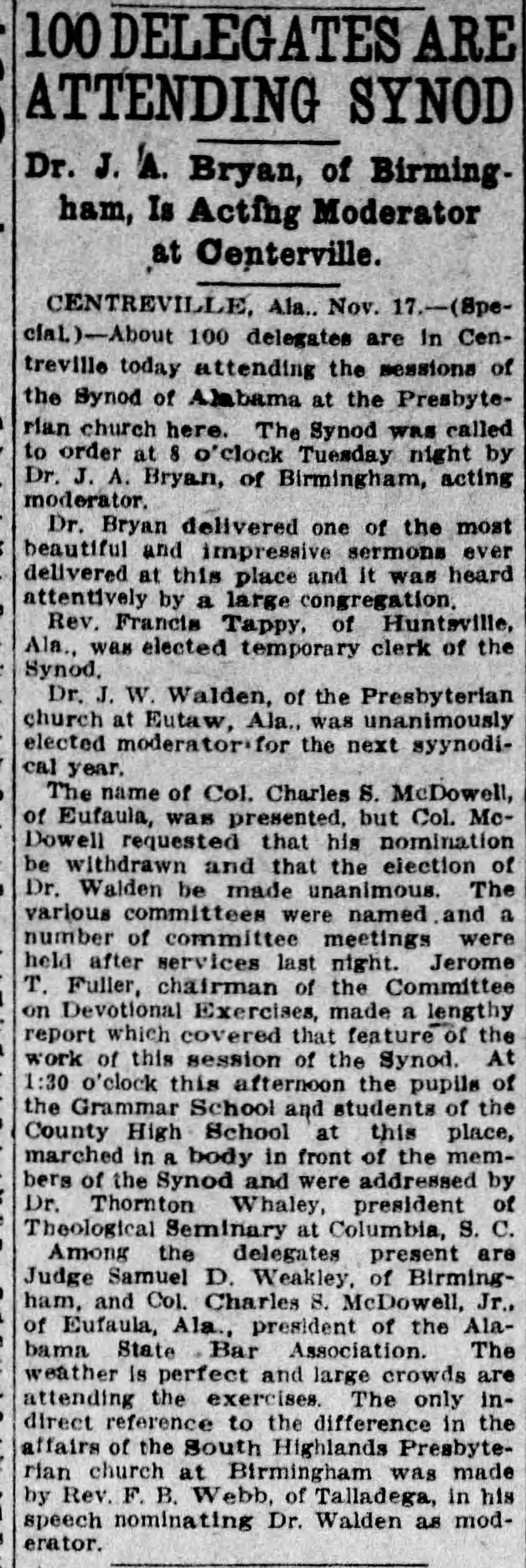 100 Delegates Are Attending Synod